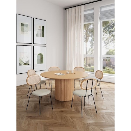 Manhattan Comfort Round Dining Set of 7, 59.05 in L, American Solid Ash Wood, Nature and Oatmeal 6-DT05DCCA06-OM